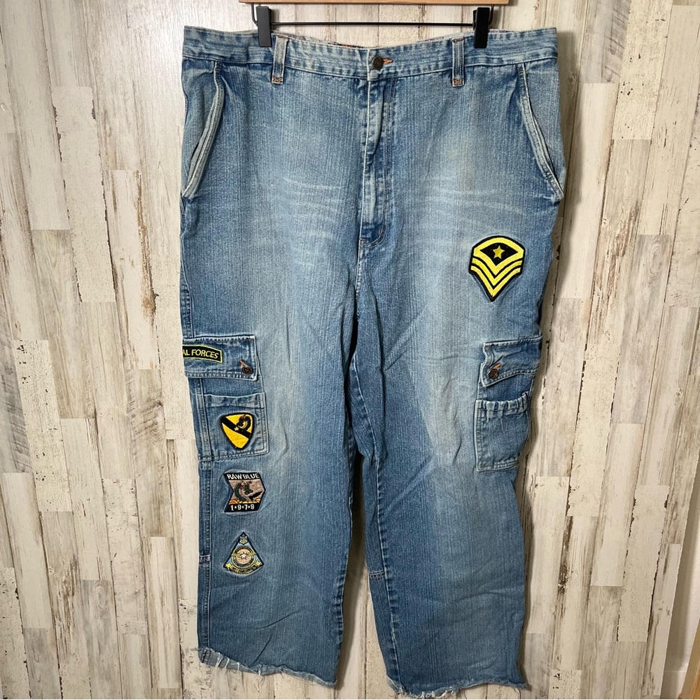 Vintage Y2K Patch Skater Loose Cargo Retro Jeans Mens Size 40 x 29 - Picture 3 of 10
